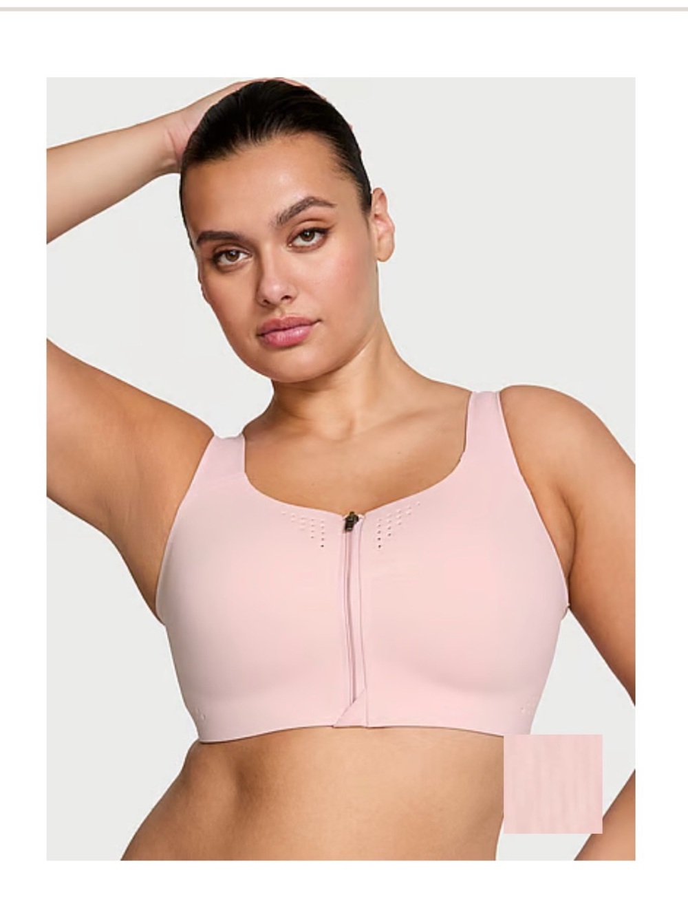 VSX featherweight max support front closure Sports Bra size 36DD New Chalk Rose